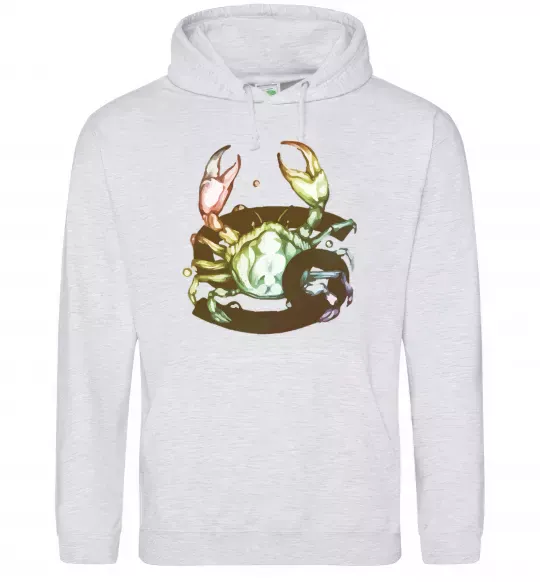 Женская толстовка (худи) Рак знак зодіаку Серый меланж фото