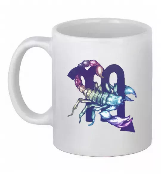 Чашка керамічна Скорпіон знак зодіаку Білий фото