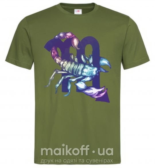 Чоловіча футболка Скорпион знак зодиака Оливковий фото