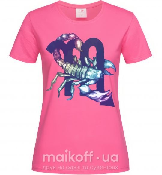 Жіноча футболка Скорпион знак зодиака Яскраво-рожевий фото