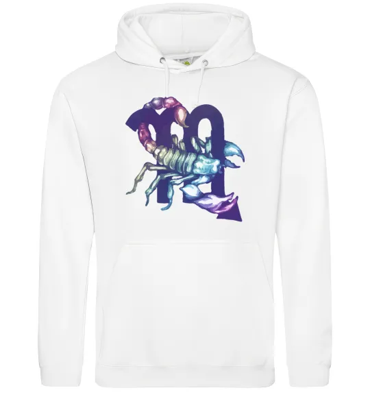 Мужская толстовка (худи) Скорпіон знак зодіаку Белый фото