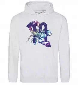 Мужская толстовка (худи) Скорпіон з черепом Серый меланж фото