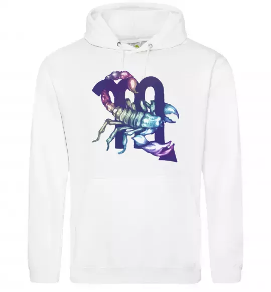 Женская толстовка (худи) Скорпіон знак зодіаку Белый фото