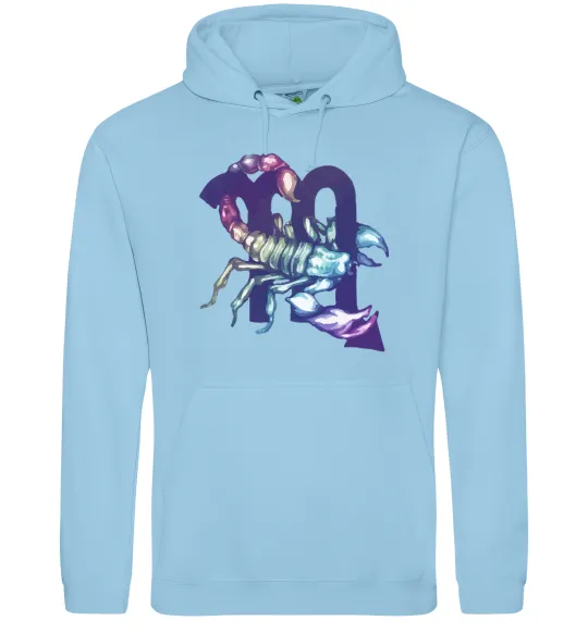 Женская толстовка (худи) Скорпіон знак зодіаку Голубой фото