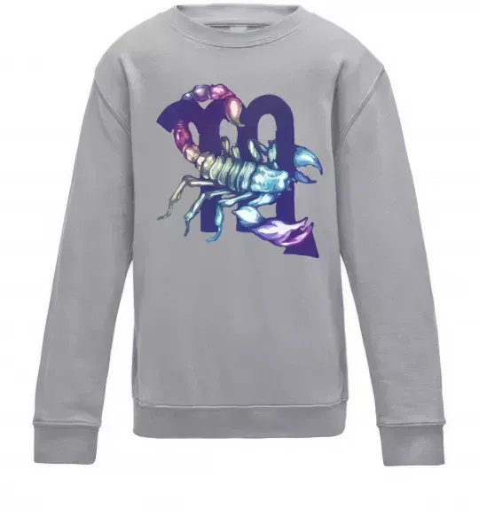 Детский Свитшот Скорпіон знак зодіаку Серый меланж фото