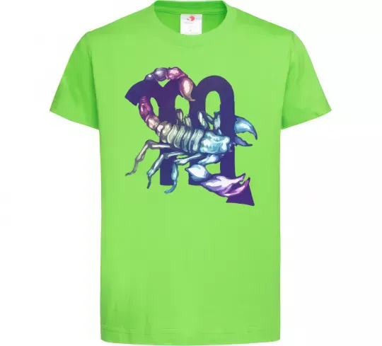 Дитяча футболка Скорпіон знак зодіаку Лаймовий фото
