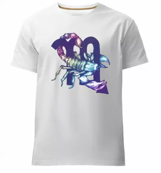 Мужская премиум футболка Скорпіон знак зодіаку Белый фото