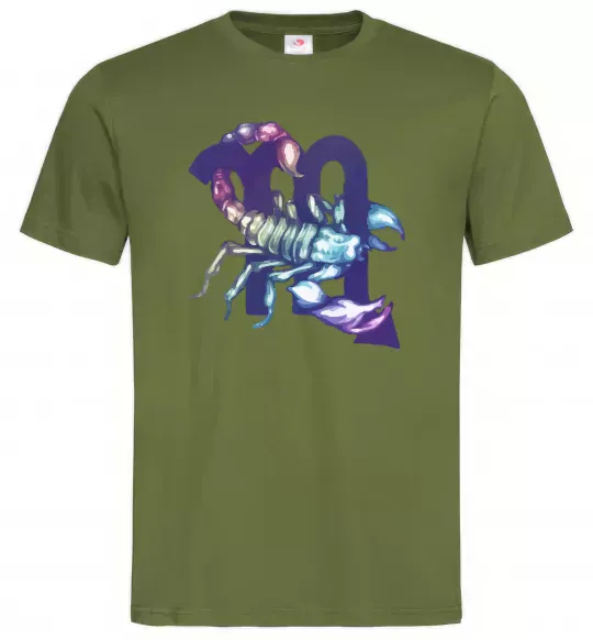 Мужская футболка Скорпіон знак зодіаку Оливковый фото