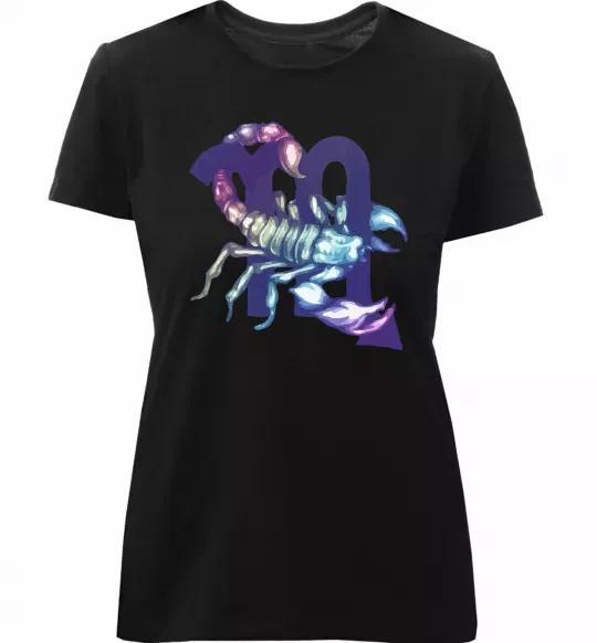 Женская премиум футболка Скорпіон знак зодіаку Черный фото