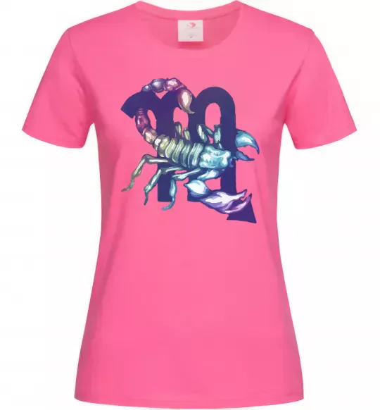 Жіноча футболка Скорпіон знак зодіаку Яскраво-рожевий фото