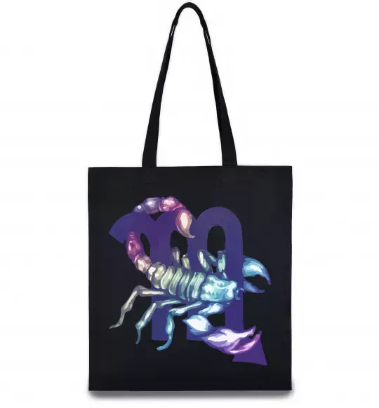 Еко-сумка Скорпіон знак зодіаку Чорний фото