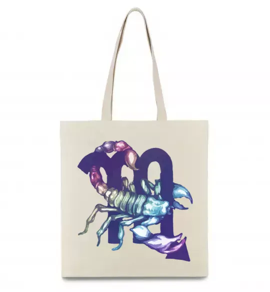 Еко-сумка Скорпіон знак зодіаку Бежевий фото