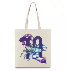 Эко-сумка Скорпіон з черепом Бежевый фото