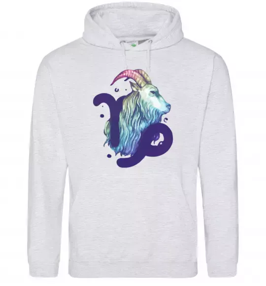 Мужская толстовка (худи) Козеріг знак зодіаку Серый меланж фото