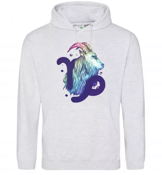 Жіноча толстовка (худі) Козеріг знак зодіаку Сірий меланж фото