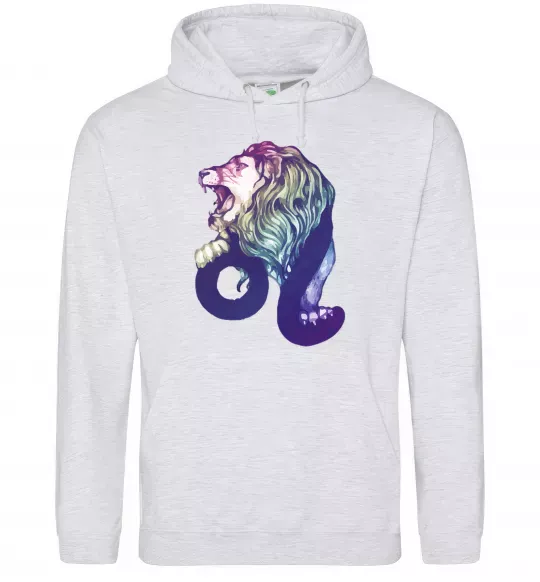 Чоловіча толстовка (худі) Лев знак зодіаку Сірий меланж фото