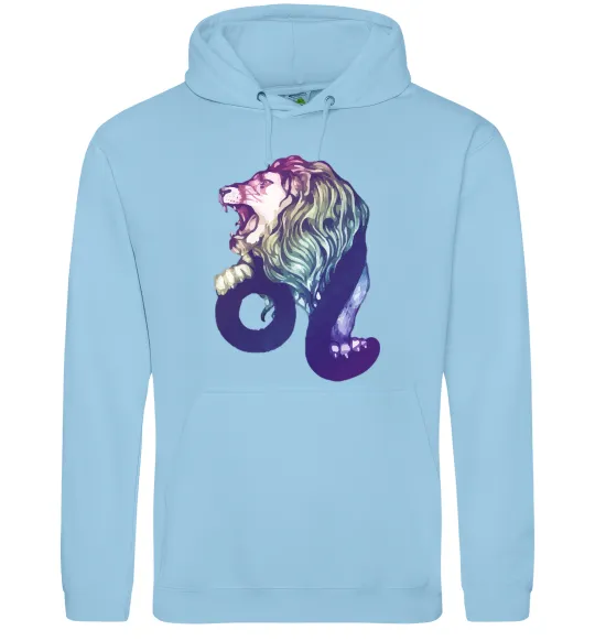Чоловіча толстовка (худі) Лев знак зодіаку Блакитний фото