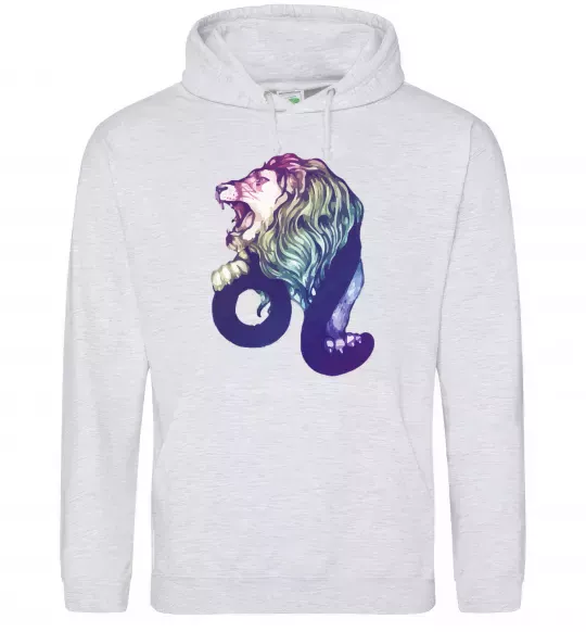 Жіноча толстовка (худі) Лев знак зодіаку Сірий меланж фото
