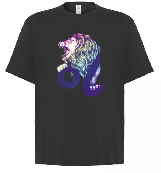 Футболка Оверсайз Лев знак зодіаку Чорний фото