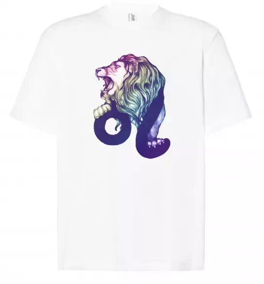 Футболка Оверсайз Лев знак зодіаку Білий фото