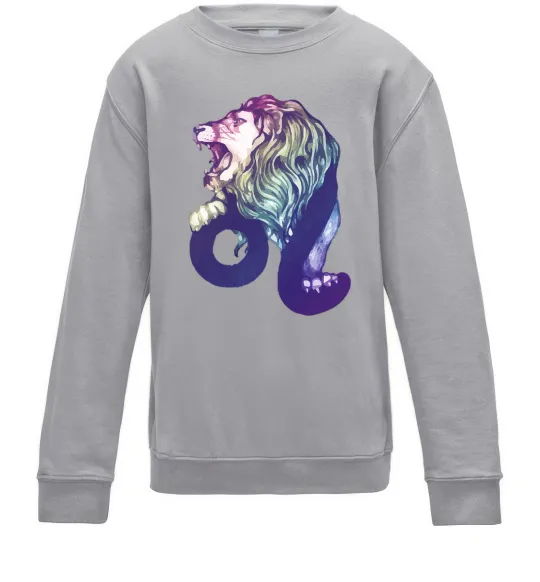 Детский Свитшот Лев знак зодіаку Серый меланж фото