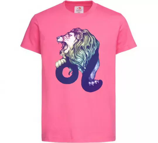 Дитяча футболка Лев знак зодіаку Яскраво-рожевий фото