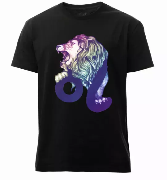 Мужская премиум футболка Лев знак зодіаку Черный фото