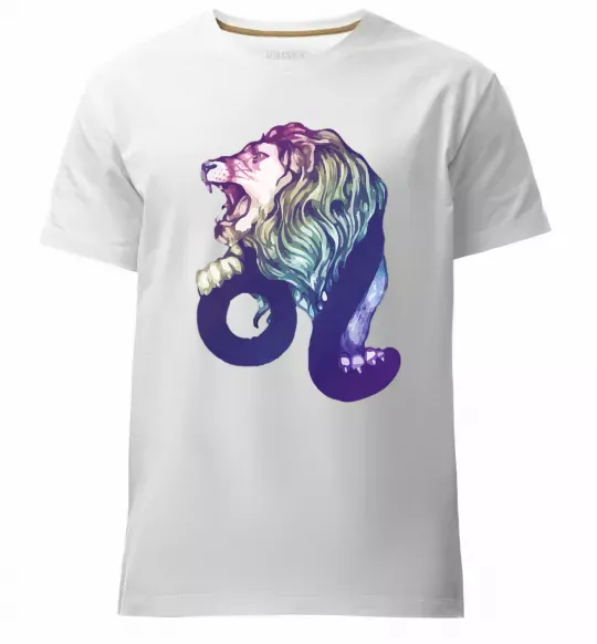 Мужская премиум футболка Лев знак зодіаку Белый фото