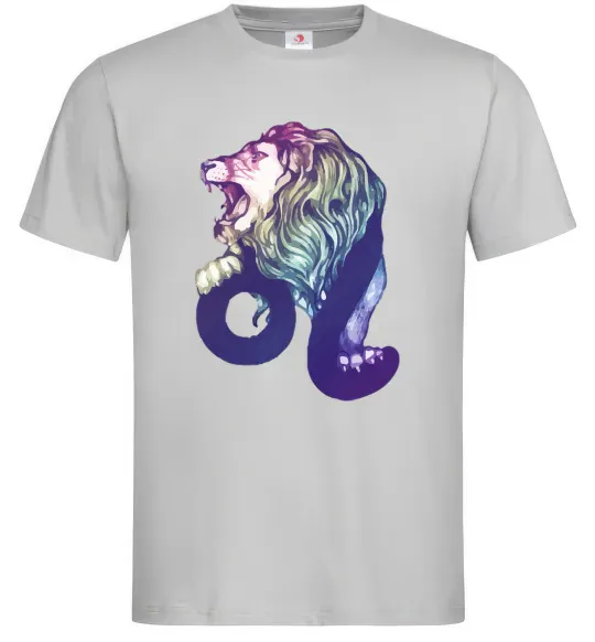 Чоловіча футболка Лев знак зодіаку Сірий фото