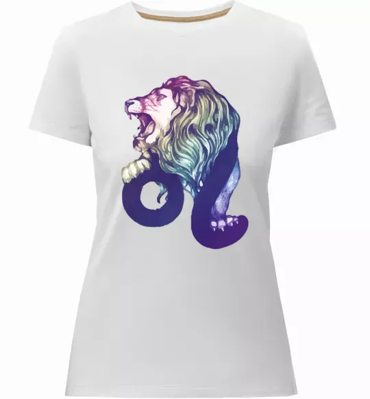 Женская премиум футболка Лев знак зодіаку Белый фото