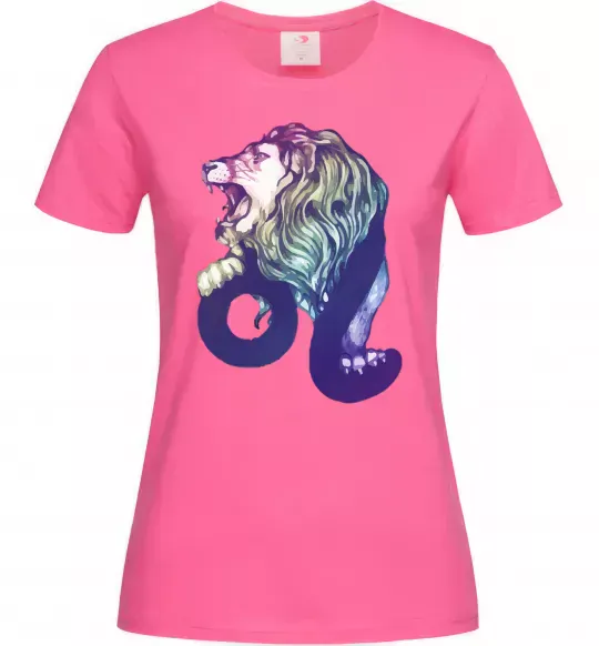 Жіноча футболка Лев знак зодіаку Яскраво-рожевий фото