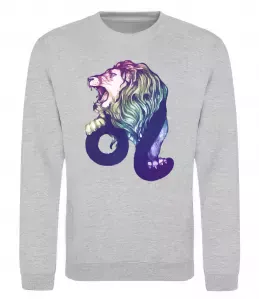 Свитшот Лев знак зодіаку Серый меланж фото