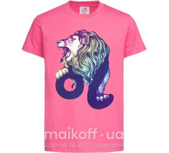 Детская футболка Лев знак зодиака Ярко-розовый фото