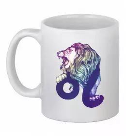 Чашка керамическая Лев знак зодіаку Белый фото