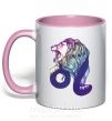 Чашка с цветной ручкой Лев знак зодиака Нежно розовый фото