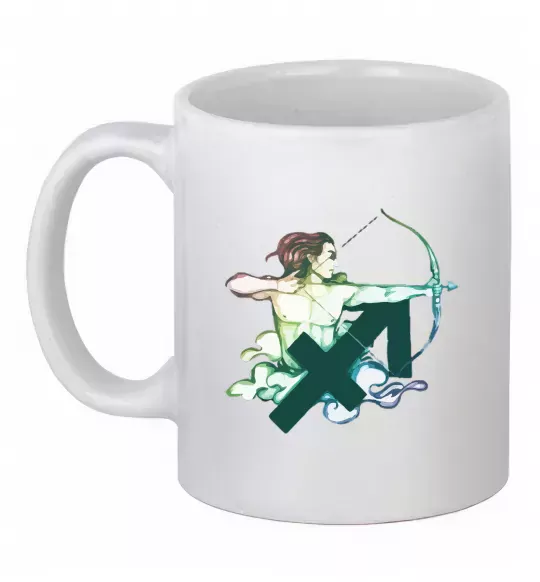 Чашка керамічна Стрілець знак зодіаку Білий фото