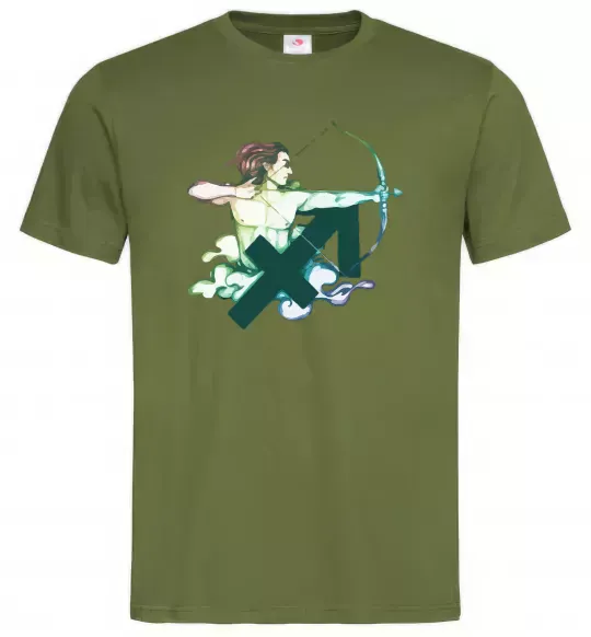 Мужская футболка Стрілець знак зодіаку Оливковый фото
