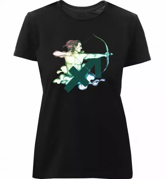 Жіноча преміум футболка Стрілець знак зодіаку Чорний фото