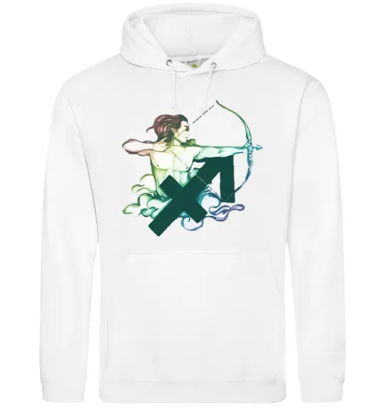 Мужская толстовка (худи) Стрілець знак зодіаку Белый фото