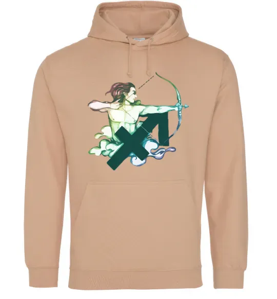 Мужская толстовка (худи) Стрілець знак зодіаку Песочный фото