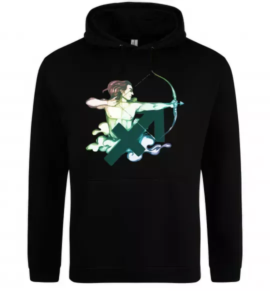 Женская толстовка (худи) Стрілець знак зодіаку Черный фото