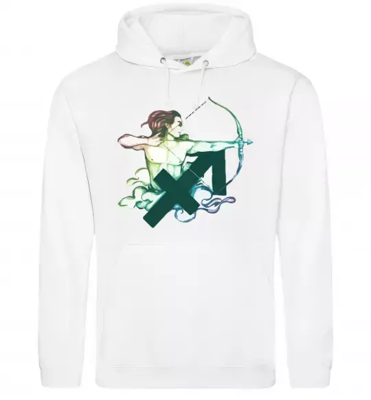 Женская толстовка (худи) Стрілець знак зодіаку Белый фото