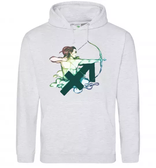 Женская толстовка (худи) Стрілець знак зодіаку Серый меланж фото