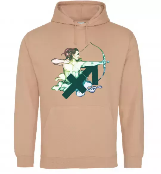 Женская толстовка (худи) Стрілець знак зодіаку Песочный фото