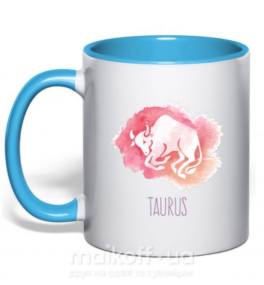 Чашка з кольоровою ручкою Taurus Блакитний фото