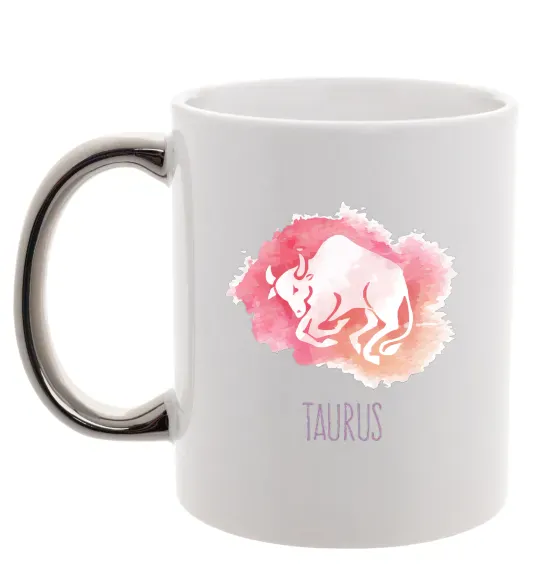 Чашка з кольоровою ручкою Taurus Срібло фото