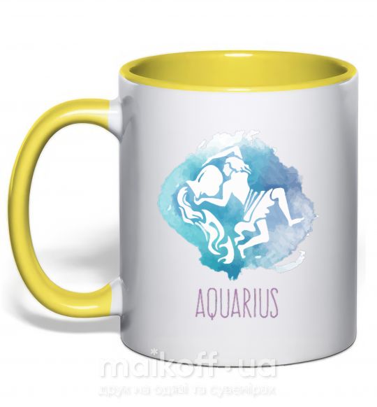 Чашка з кольоровою ручкою Aquarius Сонячно жовтий фото