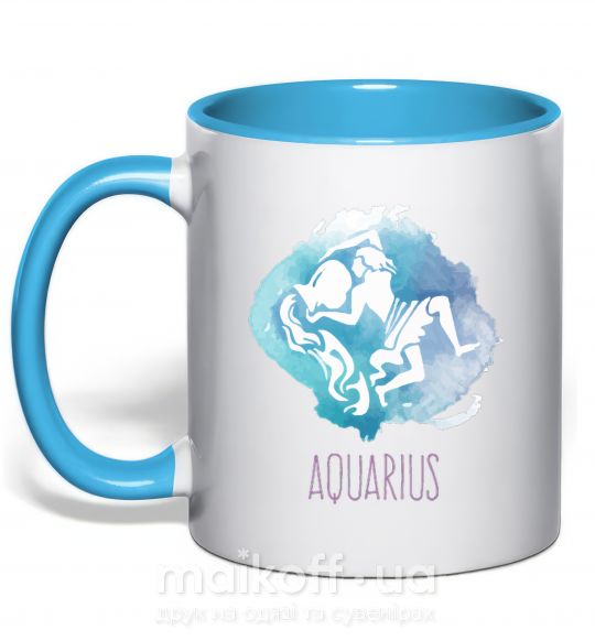 Чашка з кольоровою ручкою Aquarius Блакитний фото
