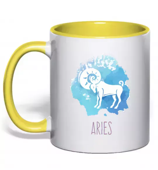 Чашка с цветной ручкой Aries Солнечно желтый фото