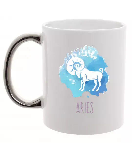 Чашка с цветной ручкой Aries Серебро фото